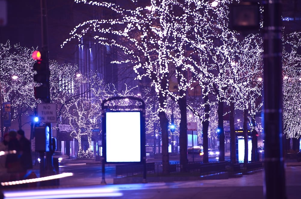 Christmas lights on Michigan Avenue