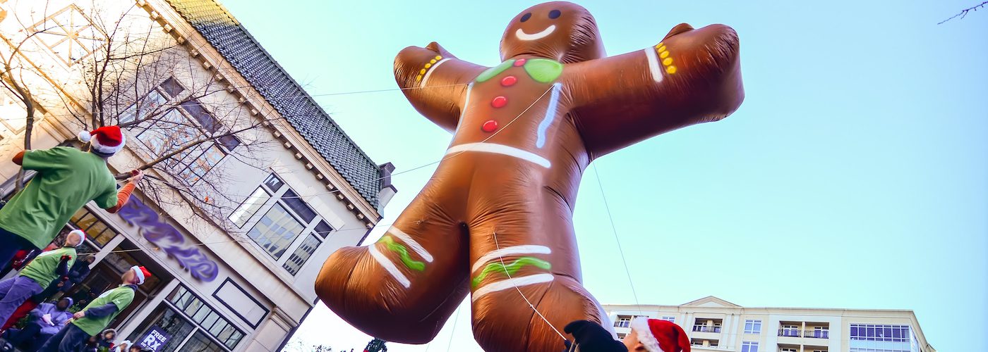 Ginger bread man balloon as part of a parade