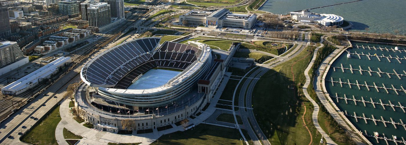 aerial view of soldier field chicago