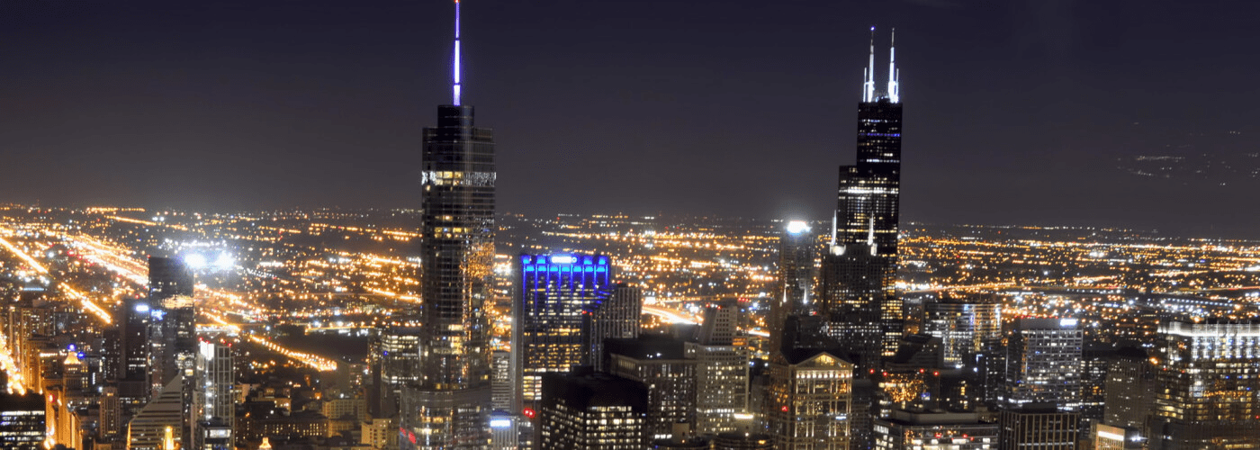 sears tower skydeck at night